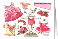 Paper Doll Ballerina Bunny June Birthday nostalgic kids activity card