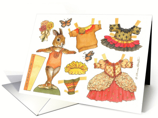 Birthday Chrysanthemum Ballerina Bunny Paper Doll card (1360666)