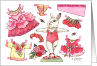 Birthday Rose Ballerina Bunny Paper Doll card