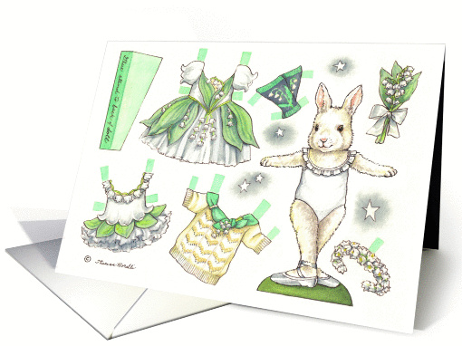 Birthday Lily of the Valley Ballerina Bunny Paper Doll card (1360678)
