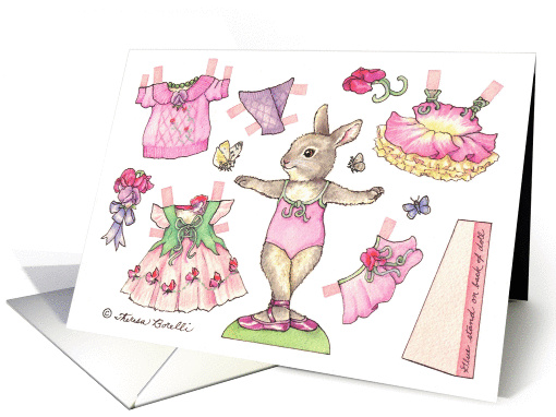Birthday Sweet Pea Ballerina Bunny Paper Doll card (1360680)