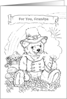 Grandpa Kids’ Coloring St. Patrick’s Day card teddy bear rainbow card