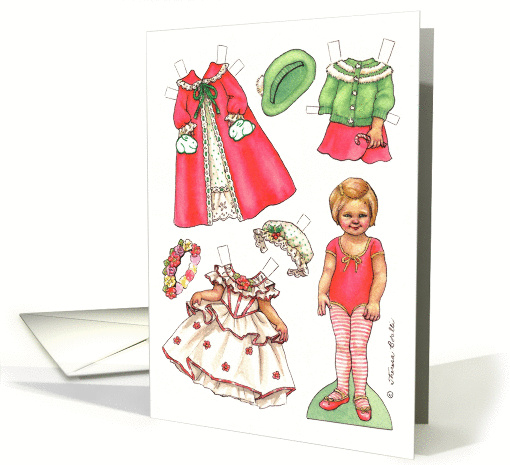 Christmas Paper Doll Old Fashioned Girl Kids Activity card (1371436)