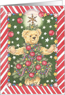 Christmas Tree Teddy Bear Juggler card