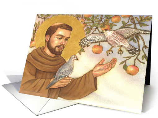 St Francis of Assisi with Birds Blank Note card (1644342)