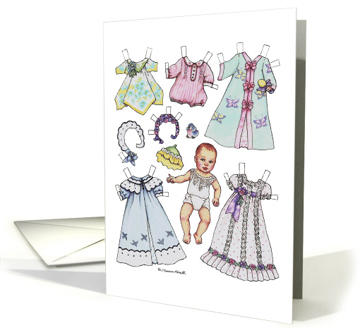 Baby Paper Doll Vintage Fashion Blank Any Occasion card (1711134)