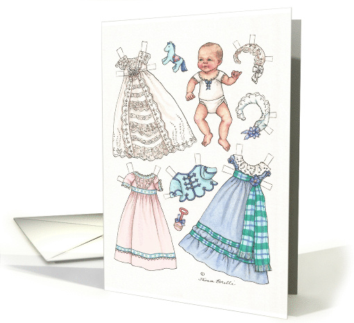 Baby Paper Doll 19th Century Vintage Style Wardrobe Any Occasion card
