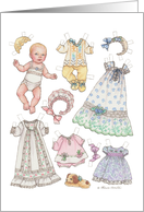 Baby Paper Doll Heirloom Dresses Blank Any Occasion card