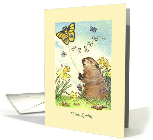 Groundhog Day Cute Nostalgic with Spring Flowers card (1722034)