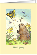 Groundhog Day Cute Nostalgic with Spring Flowers card
