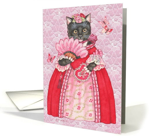 Valentine's Day Nostalgic Black Cat Princess card (1722228)