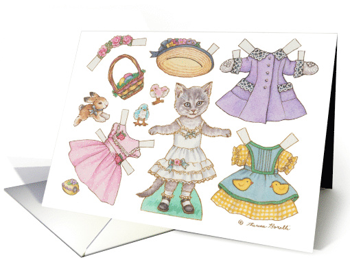 Nostalgic Kitty Cat Easter Paper Doll card (1730722)
