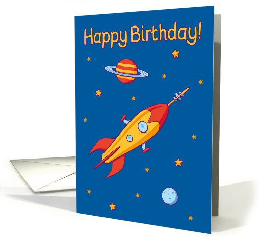Happy Birthday Space Rocket Flying in Space card (1359598)
