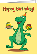 Happy Birthday Monster with Birthday Cake and Present card