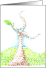 New Life a Budding Tree in Pointillism card
