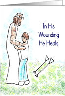 Easter Cartoon His Wounds Bring Healing card