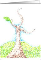 New Life a Budding Tree in Pointillism card