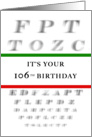 Happy 106th Birthday, Eye Chart card
