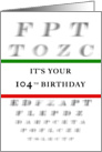 Happy 104th Birthday, Eye Chart card