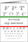 Happy 103rd Birthday, Eye Chart card