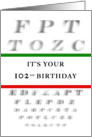 Happy 102nd Birthday, Eye Chart card