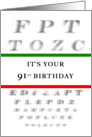 Happy 91st Birthday, Eye Chart card