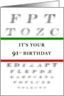 Happy 91st Birthday, Eye Chart card