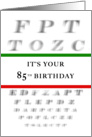Happy 85th Birthday, Eye Chart card