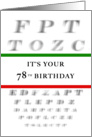 Happy 78th Birthday, Eye Chart card