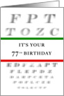 Happy 77th Birthday, Eye Chart card