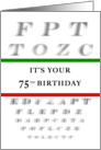 Happy 75th Birthday, Eye Chart card