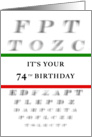 Happy 74th Birthday, Eye Chart card