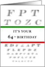 Happy 64th Birthday, Eye Chart card