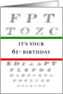 Happy 61st Birthday, Eye Chart card