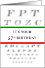 Happy 57th Birthday, Eye Chart card