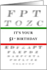 Happy 51st Birthday, Eye Chart card