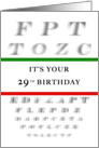Happy 29th Birthday, Eye Chart card