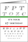 Happy 27th Birthday, Eye Chart card