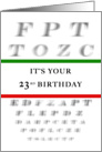 Happy 23rd Birthday, Eye Chart card