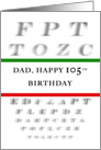 Dad Happy 105th Birthday, Eye Chart card