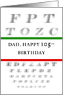 Dad Happy 105th Birthday, Eye Chart card