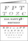 Dad Happy 98th Birthday, Eye Chart card