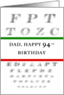 Dad Happy 94th Birthday, Eye Chart card