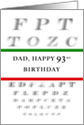 Dad Happy 93rd Birthday, Eye Chart card