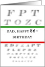 Dad Happy 86th Birthday, Eye Chart card