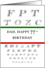 Dad Happy 77th Birthday, Eye Chart card