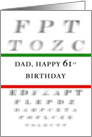 Dad Happy 61st Birthday, Eye Chart card