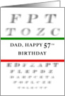 Dad Happy 57th Birthday, Eye Chart card