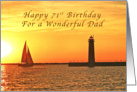 Happy 71st Birthday Dad, Muskegon Lighthouse and Sailboat card