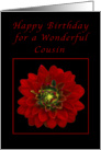Happy Birthday for a Cousin, Red Dahlia card
